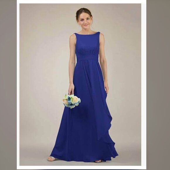 Blue Chiffon Prom/Formal Dress in Royal Blue - Picture 3 of 6